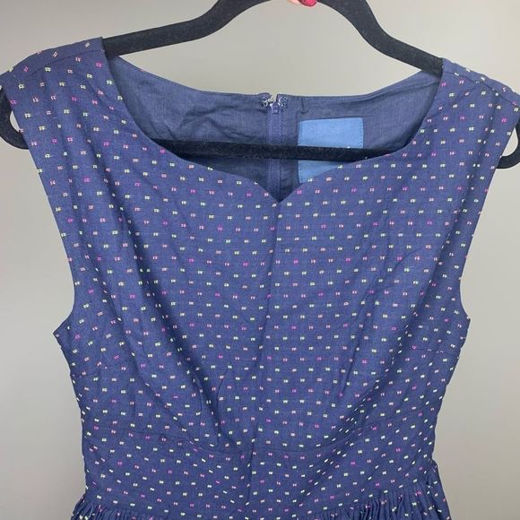 NEW ModCloth Size 6 Fit and Flare with Pockets Navy MIDI Dress. (1m1) - Picture 2 of 14